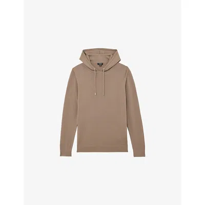 Reiss Mens  Holland Wool Hoody In Brown