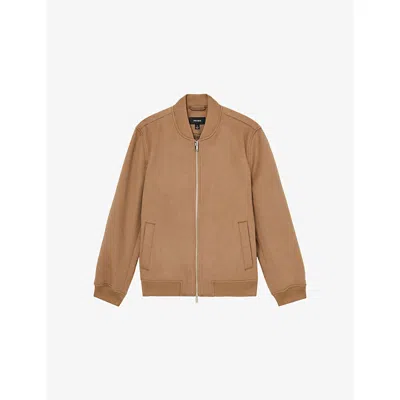 Reiss Mens Harlan Wool-blend Bomber Jacket Camel