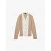 Reiss Mens Poland Colour-block Long-sleeve Knitted Shirt Camel In Camel