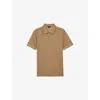 Reiss Mens Camel Zain Short-sleeved Stretch-woven Polo Shirt In Brown