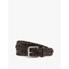 Reiss Mens Carlton Woven Leather Belt Chocolate