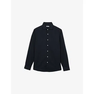Reiss Mens  Carvalho Long-sleeved Cotton Shirt In Blue