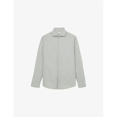 Reiss Mens Sage Green Carvalho Long-sleeved Cotton Shirt