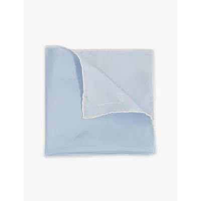 Reiss Mens Ceremony Contrast-piping Silk Pocket Square Light Blu In Light Blue