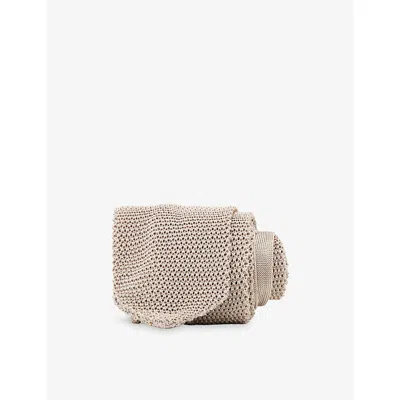 Reiss Mens Champagne Punto Knitted Silk T In White