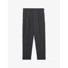 Reiss Mens Charcoal Grey Strap Belted-waist Tapered-leg Stretch Wool-blend Trousers In Gray