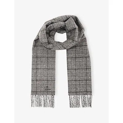 Reiss Mens Charcoal Grey Thanos Checked Cashmere-blend Scarf In Gray