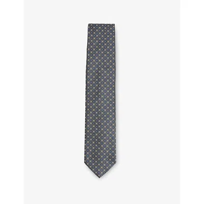 Reiss Mens  Pelosa Floral-print Silk-blend T In Charcoal