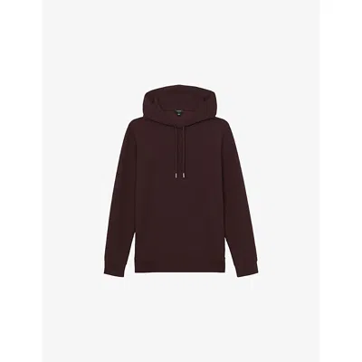 Reiss Mens Cherry Red Fabien Regular-fit Double-knit Stretch-jersey Hoody Xs