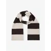 Reiss Mens Chocolate Brown Off Whit Wesley Striped Knitted Scarf In Black