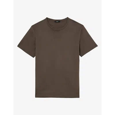 Reiss Mens Count Tailored-fit Air-water Cotton T-shirt Taupe Brown Xs