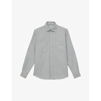 Reiss Mens Crawford Twin-pocket Woven Overshirt Soft Grey Melange