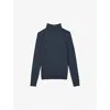 Reiss Mens Blackhall Half-zip Slim-fit Merino-wool Jumper Dark Airforce B