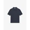 Reiss Mens Dark Airforce Blue Merit Short-sleeved Knitted Polo Shirt