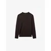 Reiss Mens Dark Bordeaux Wessex Crewneck Merino-wool Jumper
