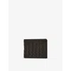 Reiss Dark Brown Elton Leather Large Lattice-effect Wallet In Brown