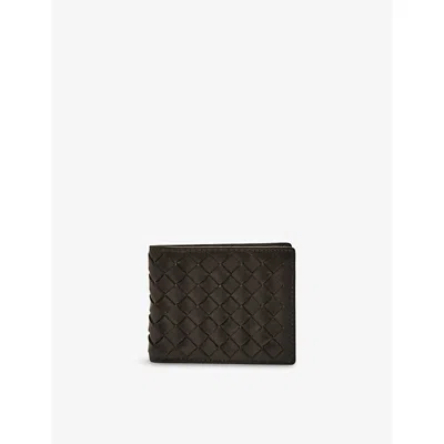 REISS MENS DARK BROWN ELTON LATTICE-TEXTURE LEATHER WALLET