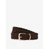 Reiss Mens Dark Brown Jesse Woven Suede Belt In Brown