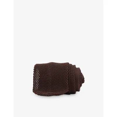 Reiss Mens Dark Brown Punto Knitted Silk T In Red