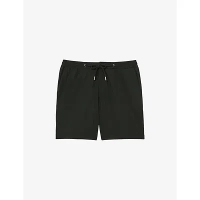 Reiss Mens Newmark Textured Stretch-woven Shorts Dark Green