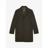 Reiss Mens Gable Single-breasted Wool-blend Overcoat Dark Khaki Green In Green