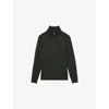 Reiss Mens Dark Military Green Blackhall Half-zip Merino Wool Jumper In Gray