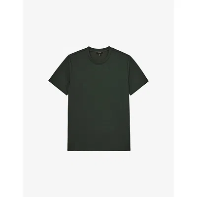 Reiss Mens Dark Sage Green Bradley Crewneck Stretch-jersey T-shirt