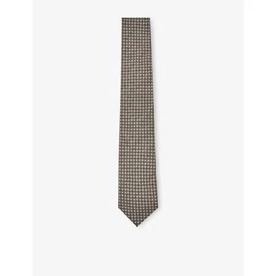 Reiss Mens Dark Sage Multi Nicolo Square-print Cotton And Wool-blend T In Burgundy