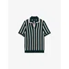 Reiss Mens Dark Teal Green Ecru Duncan Striped Cotton-blend Polo Shirt Xl In Pattern