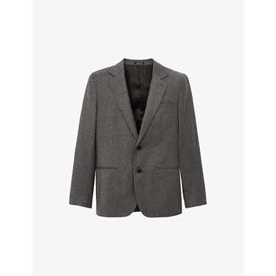 Reiss Mens Degree Single-breasted Wool-blend Blazer Grey Melange
