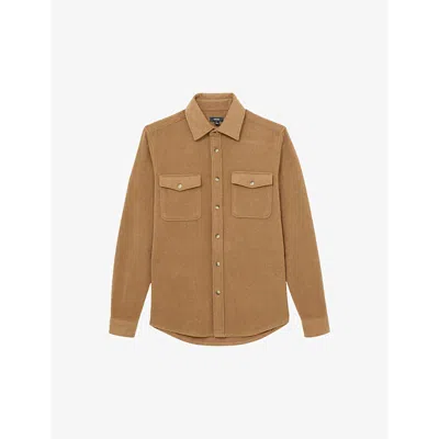Reiss Mens Demari Flap-pocket Woven Overshirt Camel