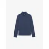 Reiss Mens Denim Jaspe Blackhall Half-zip Long-sleeve Merino-wool Jumper Xl In Blue