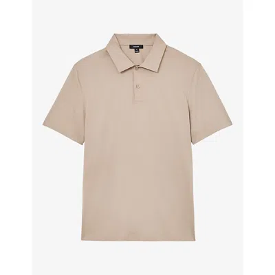 Reiss Mens Earl Air-water Short-sleeve Cotton Polo Sand