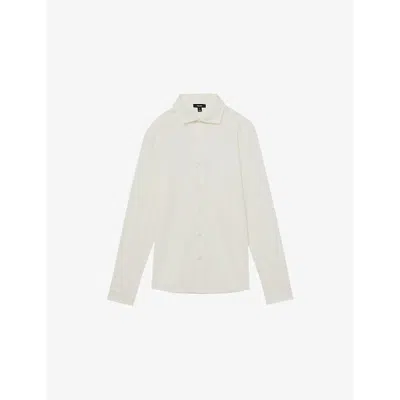 Reiss Mens Duke Button-through Cotton-jersey Shirt Ecru
