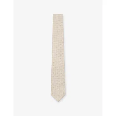 Reiss Mens Ecru Ovale Micro-dot Silk T In Neutral