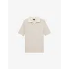 Reiss Mens Ecru Taupe Brown Hall Knitted Cotton-blend Polo Shirt In Neutral
