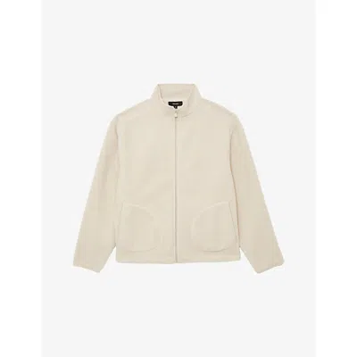 Reiss Mens Ecru Toscana Zip-up Fleece Jacket Xs In Brown