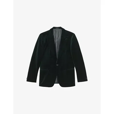 Reiss Mens Emerald Green Apsara Peak-lapel Single-breasted Blazer In Multi