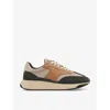 Reiss Mens Emmett Low-top Leather-suede Trainers Green/camel In Green/camel