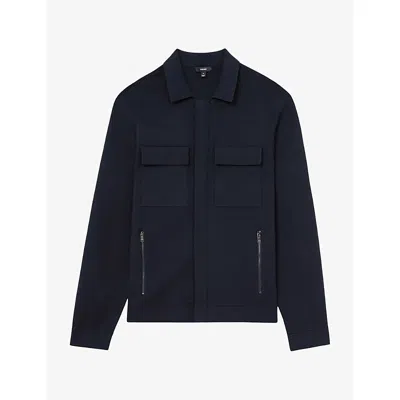 Reiss Mens Fleetwood Double-pocket Knitted Jacket Navy Xs