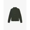 Reiss Gideon Long Sleeved Button Through Stitch Detail Cardigan In Green