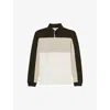 Reiss Interlock Half Zip Sweatshirt In Forest Green Off White