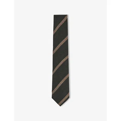 Reiss Mens Forest Green Sante Striped Wool And Silk T