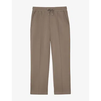 Reiss Mens Form Elasticated-waist Jersey Jogging Bottoms Mushroom Brown Xs