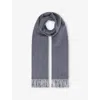 Reiss Mens Fringed-trim Wool And Cashmere-blend Scarf Indigo Melang In Indigo Melange