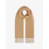 Reiss Mens Fringed-trim Wool And Cashmere-blend Scarf Soft Camel