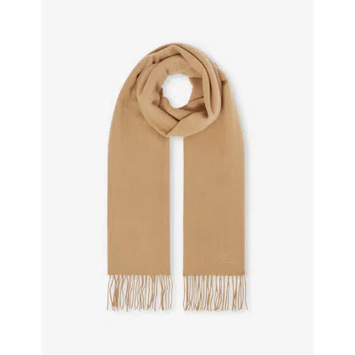 Reiss Mens Fringed-trim Wool And Cashmere-blend Scarf Soft Camel In Soft Camel