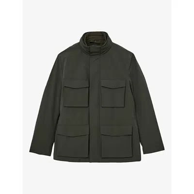 Reiss Mens Glick Gilet-insert Woven Jacket Dark Green