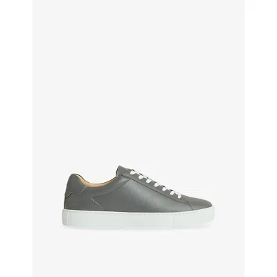 Reiss Mens Graphite Grey Finley Leather Low-top Trainers Eur 44 / 10 Uk In Gray