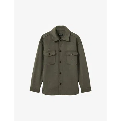 Reiss Liam Brushed Wool Shirt In Green Smoke